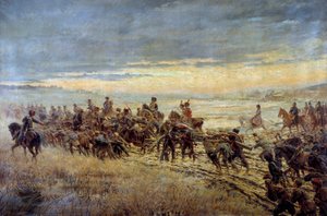 Aftonen före slaget vid Montmirail 10/02/1814 Målning av Ferdinand Joseph Gueldry (1858-1945) 1903-1904 Sön. 1,3x3,5 m Paris, Musee de l