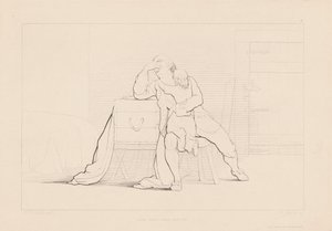 Gertrude klättrade på en änka fars knä av Ferdinand Joubert, after George Elgar Hicks