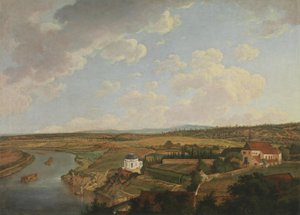 Utsikt från Aschaffenburgs slott mot Frukosttemplet och kapucinerklostret (Aschaffenburgcykeln) av Ferdinand Kobell