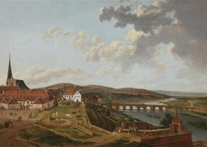 Utsikt från Aschaffenburgs slott över Marstall och Mainbron (Aschaffenburg-cykeln) av Ferdinand Kobell