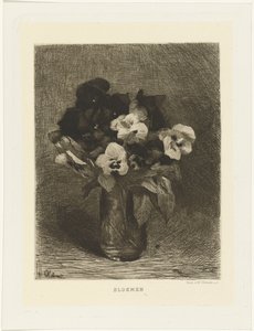 Violer i en vas Blommor (titel på objekt)
