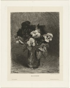 Violer i en vas Blommor (titel på objekt)