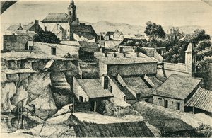 Stenbrott i Alt-Matzleinsdorf, med församlingskyrkan St Florian i Wien, 1814-1815, 1943.