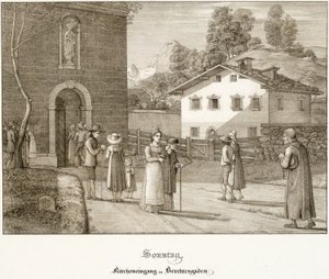 Söndag: Går till kyrkan nära Berchtesgaden av Ferdinand Olivier