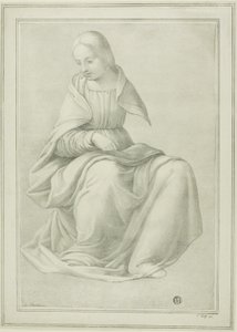Studie till sittande kvinnofigur av Ferdinand Piloty