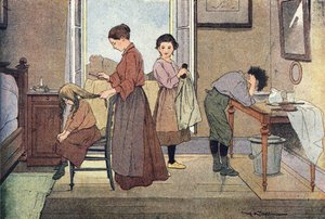 彼を育てる、子供時代の絵本、1900年頃（彫刻）スウェーデン語