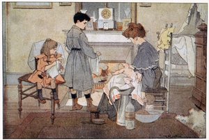 The bath of the baby, ca 1930 (tryck) av Ferdinand Raffin