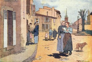 Brevbäraren, i barndomens bildbok, ca 1900 (gravyr)