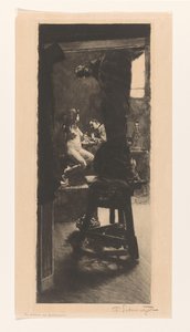 I skulptörens ateljé (originaltitel på objektet) av Ferdinand Schmutzer (signed by artist)