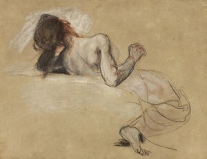 Hukande kvinna, 1827 av Ferdinand Victor Eugene Delacroix