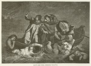 Dante och Vergilius korsar Styx av Ferdinand Victor Eugene Delacroix