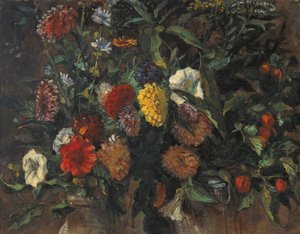 Blomsterstilleben, ca 1848 (olja på kartong) av Ferdinand Victor Eugene Delacroix