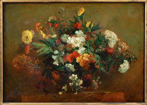 Blommor (målning på duk) av Ferdinand Victor Eugene Delacroix