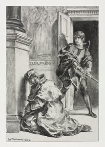 Hamlet: Hamlet försök att döda kungen, 1843. av Ferdinand Victor Eugene Delacroix