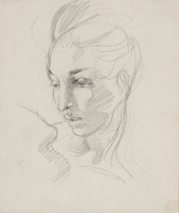 Head of Liberty (grafitpenna på papper) av Ferdinand Victor Eugene Delacroix