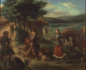 Herminie et les bergers - Erminia och herdarna, av Delacroix, Eugene av Ferdinand Victor Eugene Delacroix