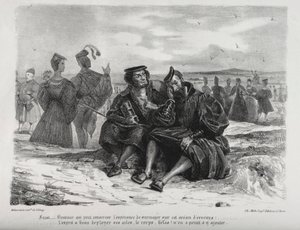 Illustrationer för Faust: Faust och Wagner, 1828. av Ferdinand Victor Eugene Delacroix