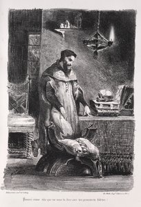 Illustrationer för Faust: Faust i sitt omklädningsrum, 1828. av Ferdinand Victor Eugene Delacroix