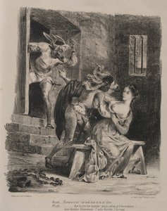 Illustrationer för Faust: Faust i Marguerites fängelse, 1828. av Ferdinand Victor Eugene Delacroix