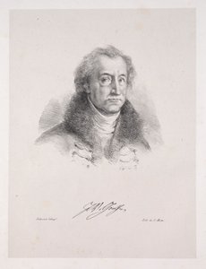 Illustrationer för Faust: Frontispice - Porträtt av Johann Wolfgang von Goethe, 1828. av Ferdinand Victor Eugene Delacroix