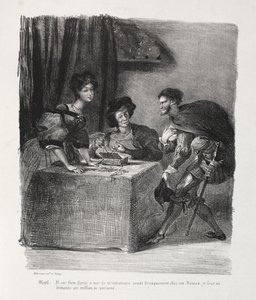Illustrationer för Faust: Méphistophelés är i Marthe, 1828. av Ferdinand Victor Eugene Delacroix