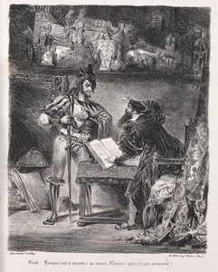 Illustrationer för Faust: Méphistophélés besöker Faust, 1828. av Ferdinand Victor Eugene Delacroix