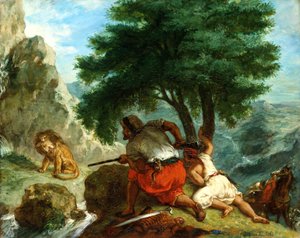 Lejonjakt i Marocko, 1854