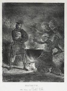 Macbeth konsulterar häxorna, 1825. av Ferdinand Victor Eugene Delacroix