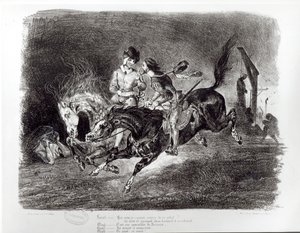 Mefistofeles och Faust rider i natten, Illustration för Faust av Goethe, 1828 av Ferdinand Victor Eugene Delacroix