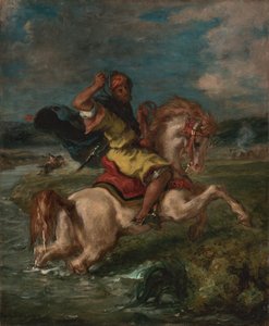 Marockansk ryttare som korsar en Ford, ca 1850 (olja på duk) av Ferdinand Victor Eugene Delacroix