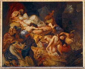 Mort de Sardanapale - Sardanapalus död. 1826-1827. Skiss till 40-11-02/62 ... av Ferdinand Victor Eugene Delacroix