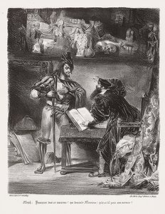 Mephistopheles uppträder i Faust (Mephisto visas Faust). 1828 av Ferdinand Victor Eugene Delacroix
