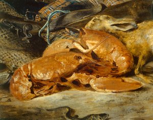 Nature morte au homard - stilleben med hummer ... av Ferdinand Victor Eugene Delacroix