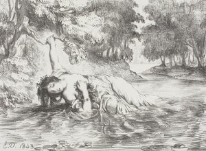 Ophelias död, 1843 av Ferdinand Victor Eugene Delacroix