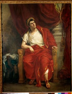 Porträtt av komikern Francois-Joseph (Francois Joseph) Talma (1763-1826) som tolkar Nero i stycket Britannicus””” av Jean Racine”” Målning av Eugene Delacroix (1798-1863) 1853 Dim. 0,92 x 0,73 m Paris, fransk komedi av Ferdinand Victor Eugene Delacroix