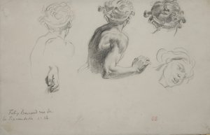 Studieark för "Trajanus rättvisa", ca 1840 (penna på papper) av Ferdinand Victor Eugene Delacroix