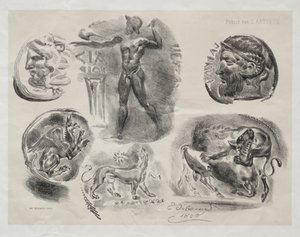 Ark med sex antika medaljer, 1825. av Ferdinand Victor Eugene Delacroix