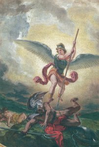 St. Michael slåss mot draken, detalj, chapelle des Saints-Anges 1849-1861 (olja och vax på gips)