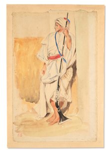 Stående arab (penna akvarell och gouache på papper) av Ferdinand Victor Eugene Delacroix
