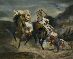 Striden mellan Giaour och Hassan, 1826 av Ferdinand Victor Eugene Delacroix