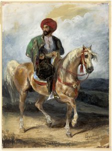 Den turkiske ryttaren, ca 1834 (gouache och akvarell på papper) av Ferdinand Victor Eugene Delacroix