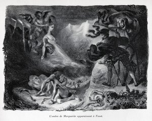 Gretschens skugga dyker upp på Faust av Ferdinand Victor Eugene Delacroix