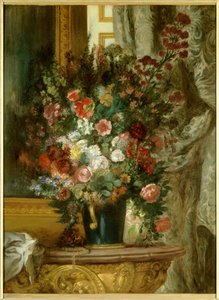 Vas med blommor på en konsol Målning av Eugene Delacroix (1798-1863) 1850 Dim.1,35 x 1,02 m Montauban, Musee Ingres av Ferdinand Victor Eugene Delacroix