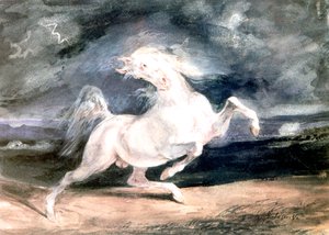 White Horse, 1800-talet av Ferdinand Victor Eugene Delacroix