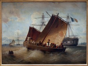 Plougastels båt. Målning av Ferdinand Perrot (1808-1841). Olja på duk