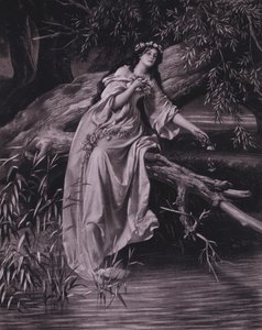 Scen från Shakespeares Hamlet (akt IV, scen 7) (litho) av Ferdinand the Elder Piloty