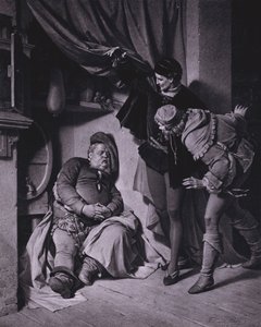 Scen från Shakespeares kung Henrik IV, del 1 (akt II, scen 4) (litho) av Ferdinand the Elder Piloty