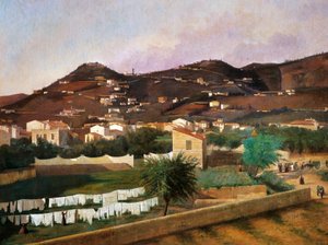 View of Hill of Fiesole av Ferdinando Buonamici (1820-92), olja på duk, 88x119 cm av Ferdinando Buonamici