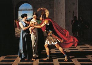Andromache avlyssnar Hector vid Scaean Gate av Ferdinando Castelli