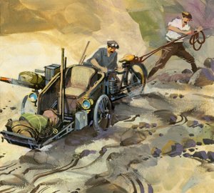 Ten thousand mile motor race (gouache på papper)